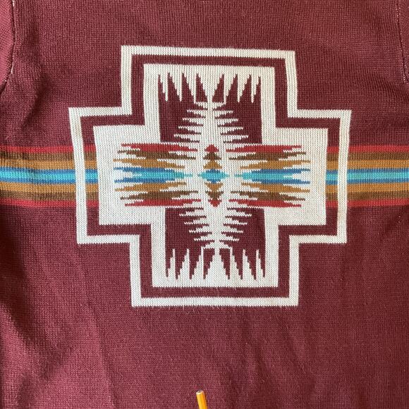 21 Men Sweatshirt Size XL Burgundy Geometric Long Sleeve Crew Neck Pullover Knit - Picture 7 of 9